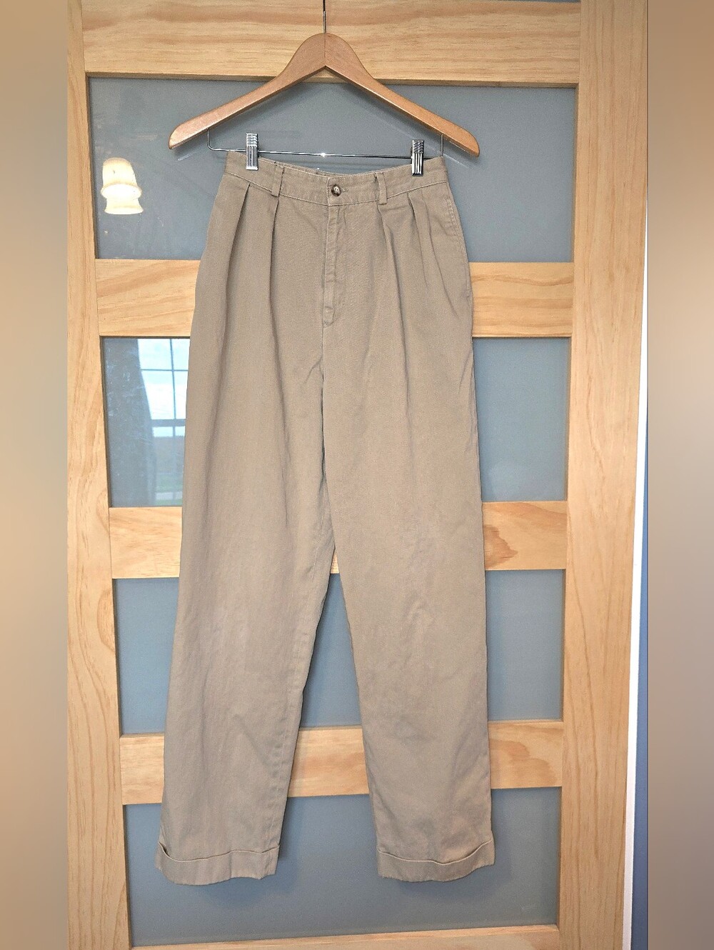 Ralph Lauren Women's Wide Leg Wide Cuff Khaki Pleated Chinos~ 1980s Made In USA